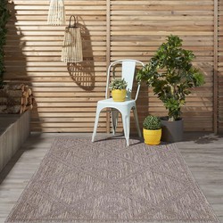 Caprenia Buitenkleed Geruit Bruin vloerkleed - Indoor & Outdoor - 200 X 200 Rond CM