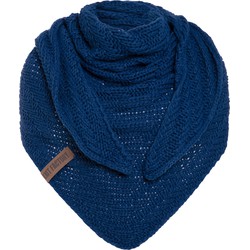 Knit Factory Sally Gebreide Omslagdoek - Driehoek Sjaal Dames - Kings Blue - 220x85 cm - Grof gebreid