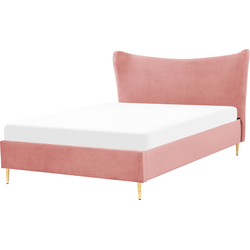 Beliani CHALEIX - Tweepersoonsbed-Roze-Fluweel