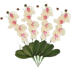 Set van 4x stuks nep planten roze/wit Orchidee/Phalaenopsis kunstplanten takken 44 cm - Kunstbloemen