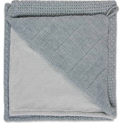 Baby's Only Gebreide wikkeldeken - Omslagdoek baby Robust - Chenille voering - Grijs - 75x75 cm