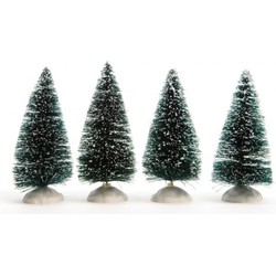 Kerstdorp maken 4x kerstbomen 10 cm - Kerstdorpen