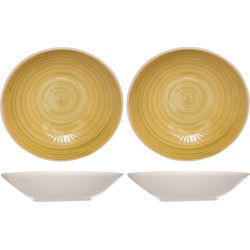Diep bord Turbolino - 8x stuks - geel - 21 cm - aardewerk - pastabord - soepbord - Diepe borden
