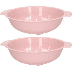 Plasticforte Keuken vergiet/zeef - 2x - kunststof - Dia 25 cm x Hoogte 8 cm - roze - Vergieten