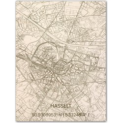 Houten Citymap Hasselt 100x80 cm 