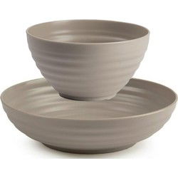 Kommetjes/schaaltjes - 12x stuks - Dessert/ontbijt - Kunststof - Taupe - Kommetjes