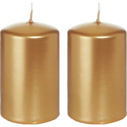 2x Kaarsen goud 5 x 8 cm 18 branduren sfeerkaarsen - Stompkaarsen