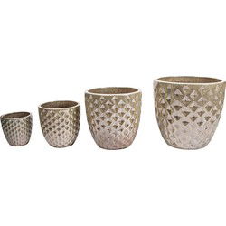 PTMD Mindy Bloempotten - H42 x Ø44 cm - Keramiek - Parel - Set van 4