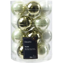 Kerstbal glas d6 cm groen/wit 20st