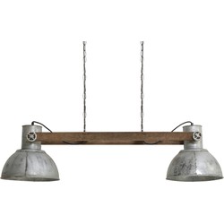 Light&living Hanglamp 2L 110x30x30 cm ELAY vintage zilver+hout bruin