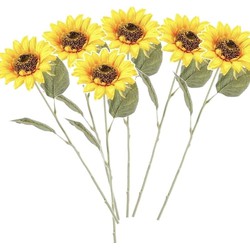 6x Gele kunst zonnebloem kunstbloemen 62 cm decoratie - Kunstbloemen