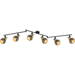 Bruine zes lichts plafondlamp | Plafondspots | E14 fitting | 145cm