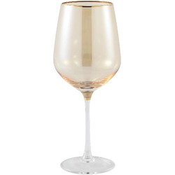 PTMD Kaylin Rode Wijnglas - H23,5 x Ø9,5 cm - Luster Glas - Goud