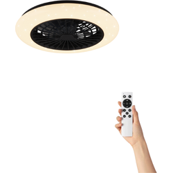 Plafondventilator Jasmine met verlichting - Ø49cm - 3 snelheden - Afstandsbediening - Zwart