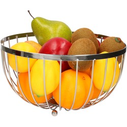 Metalen fruitmand/fruitschaal zilver rond 25 cm - Fruitschalen