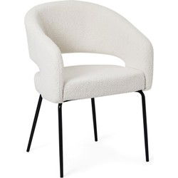 Eetkamerstoel Bouclé Wit - Zitdiepte 45cm - 57x56x81cm - Natalie