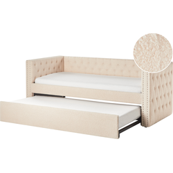 GASSIN - Onderschuifbed - Lichtbeige - 90 x 200 cm - Bouclé