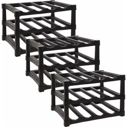 EH Wijnrek - zwart - kunststof - 39 x 30 x 25 cm - 36x flessen - Wijnrekken
