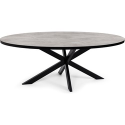 Stalux Ovale eettafel 'Mees' 240 x 110cm, kleur zwart / beton