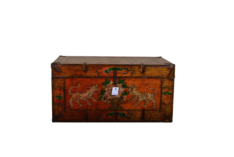 Fine Asianliving [PREORDER WEEK 48] Traditional Tibetan Storage Chest Hand Made - Tigers - 