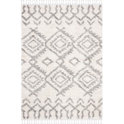 Safavieh Moroccan Shaggy Indoor Woven Area Rug, Berber Fringe Shag Collection, BFG611, in Cream & Grey, 99 X 160 cm