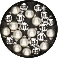 Othmar Decorations mini kerstballen van glas - 24x - zilver - 2,5 cm - Kerstbal