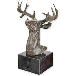 A BRONZE SCULPTURE OF A DEERHEAD