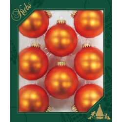 Krebs Kerstballen - wildfire velvet oranje - 8x - glas - 7 cm - Kerstbal
