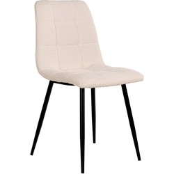 Middelfart Dining Chair - Eetkamerstoel in bouclé, wit met zwarte poten, HN1232 - set van 2