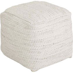 MUST Living Pouf Asuri Ivory ,40x40x40 cm, ivory, 80% wool 20% cotton