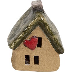 Clayre & Eef Decoratie Beeld Huis 7x6x9 cm Bruin Keramiek