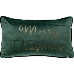 Geen merk MERRY CHRISTMAS - Sierkussen 30x50 cm - Mountain View - donkergroen - Dutch Decor kerst collectie