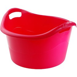 Hega Hogar Grote teil/afwasbak/kuip - kunststof - rond - handvatten - 45 x 27 cm - 18L - rood - Afwasbak