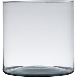 Transparante home-basics cilinder vorm vaas/vazen van gerecycled glas 30 x 19 cm - Vazen