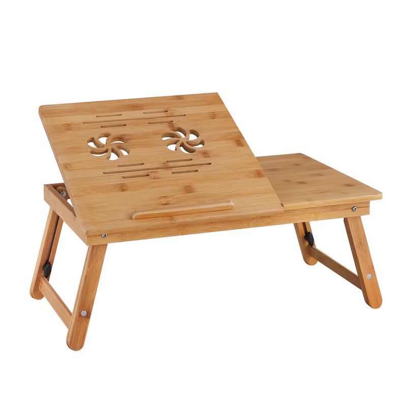 Decopatent® Laptoptafel - In hoogte verstelbaar voor bed - Bamboe hout - kantelbaar & Inklapbaar - Bedtafel - Ontbijt op bed tafel - 