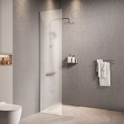 Badplaats Douchewand Florida 40 x 200 cm - Chroom – Inloopdouche 8 mm met Melkglas