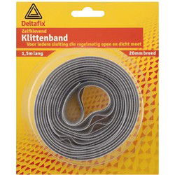 Klittenband zelfkl 20mmx1,5m grijs