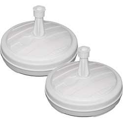 Set van 2x ronde parasolvoet wit 42 cm 13 liter - Parasolvoeten