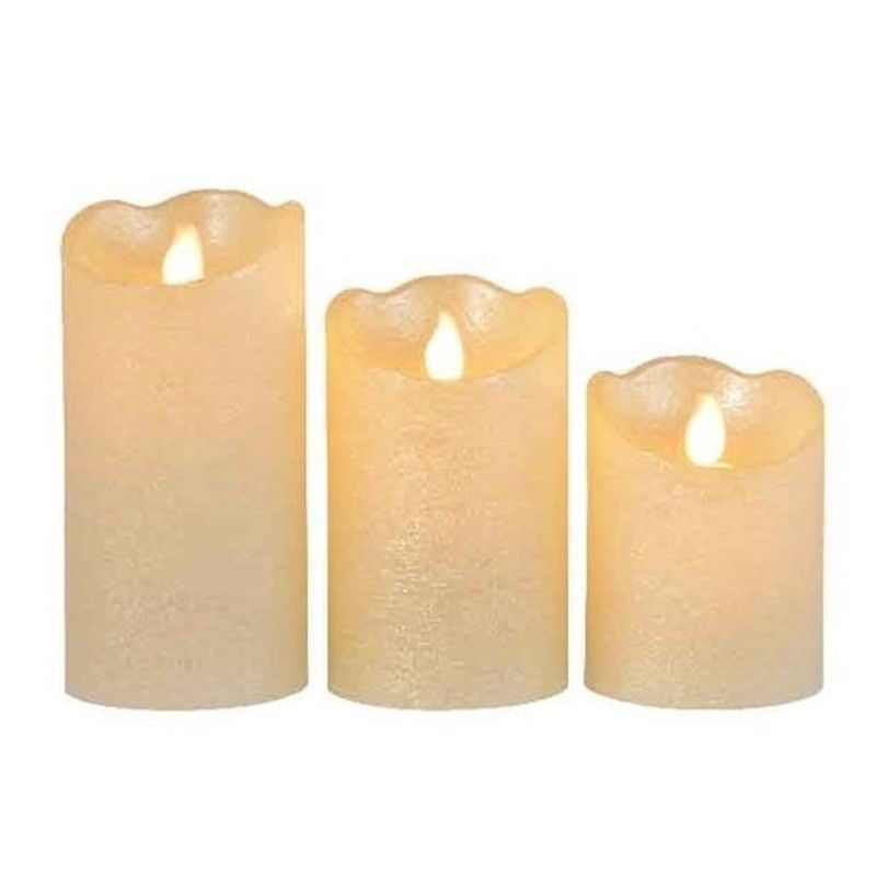 3x Parel witte nep kaarsen met led-lichtjes - LED kaarsen - 