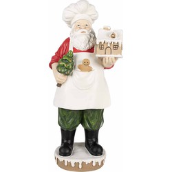 Clayre & Eef Beeld Kerstman 59 cm Wit Rood Kunststof Kerstdecoratie