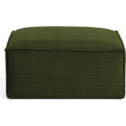 Kave Home - Blok voetsteun in groen geribbeld fluweel 90 x 70 cm