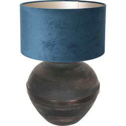 Anne Lighting - tafellamp - Lyons - zwart - hout velours stof - Ø 40cm - E27 - 3474ZW
