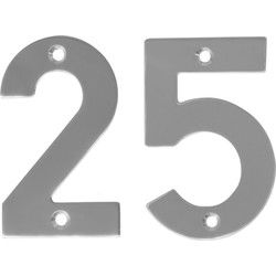 AMIG Huisnummer 25 - massief Inox RVS - 10cm - incl. bijpassende schroeven - zilver - Huisnummers