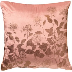 Dutch Decor ROSALIE - Kussenhoes 45x45 cm - velvet - bloemen en blaadjes - Muted Clay - roze - Dutch Decor