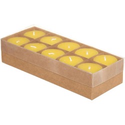 10x stuks Citronella stomp kaarsjes 7 branduren geel - geurkaarsen