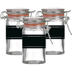 Weckpotje/inmaakpotje - 4x - 70 ml - glas - met beugelsluiting - incl. etiketten - Weckpotten