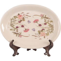 Clayre & Eef Onderbord  25x18x2 cm Beige Roze Keramiek Bloemen