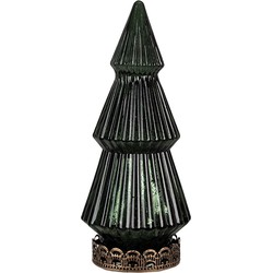 Clayre & Eef Kerstdecoratie met LED-verlichting Kerstboom Ø 7x16 cm Groen Glas