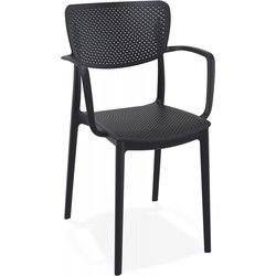 Geperforeerde stoel met armleuningen TORINA 54x53x82 cm Zwart