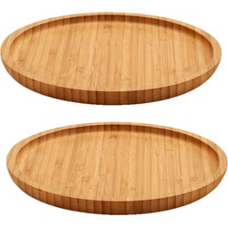 2x stuks bamboe houten broodplanken/serveerplanken/hamplanken rond 20 cm - Serveerplanken